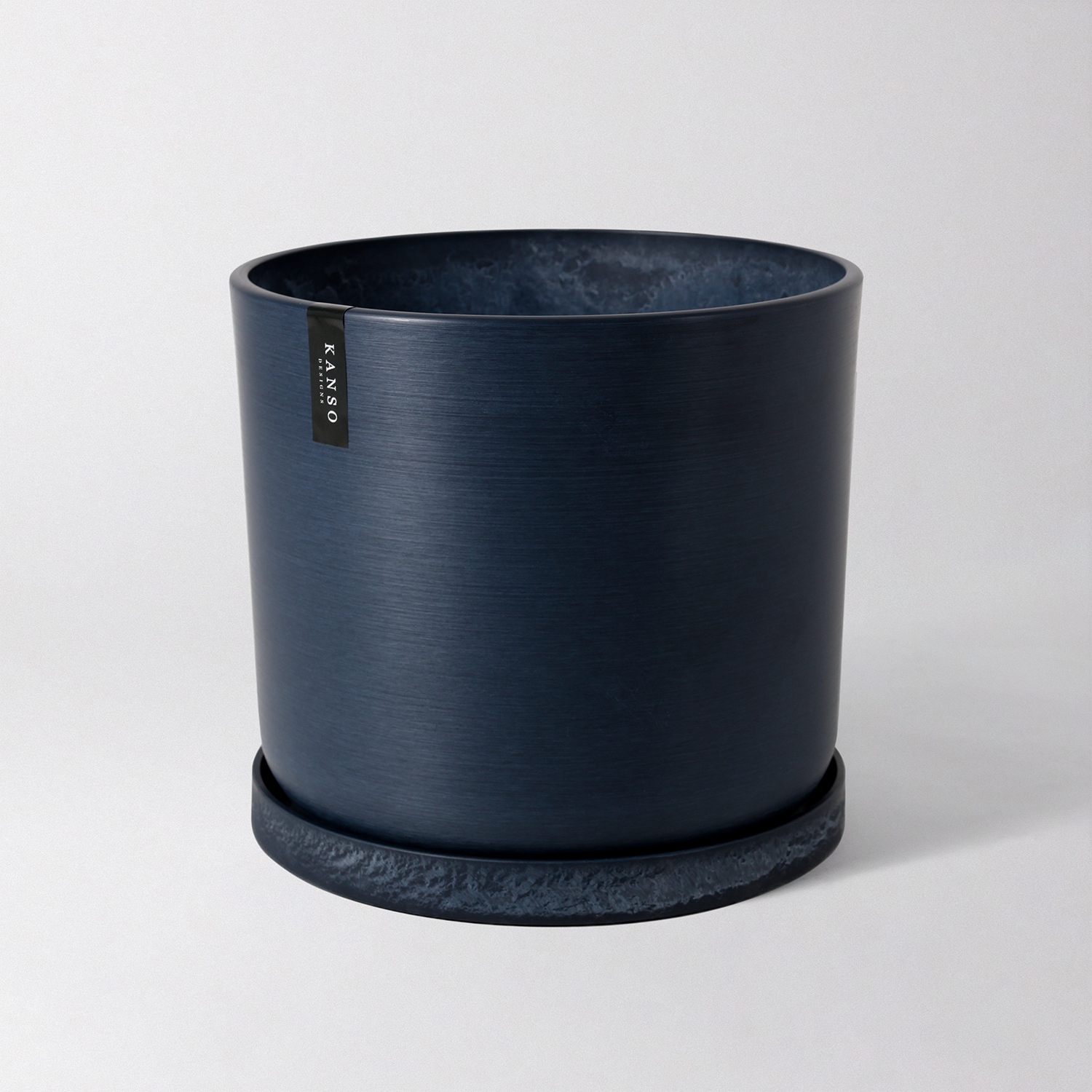 black cylinder plant pot 12” Signature Stone Planter