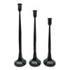 Black Cast Iron Taper Candle Holders, Set of 3