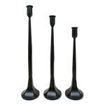 Black Cast Iron Taper Candle Holders, Set of 3