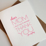 Mom Thanks - Letterpress Card