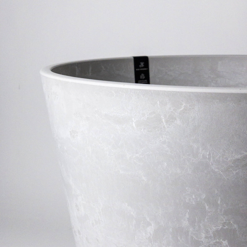 Tapered Signature Planter & Saucer: 12" White