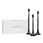 Black Cast Iron Taper Candle Holders, Set of 3