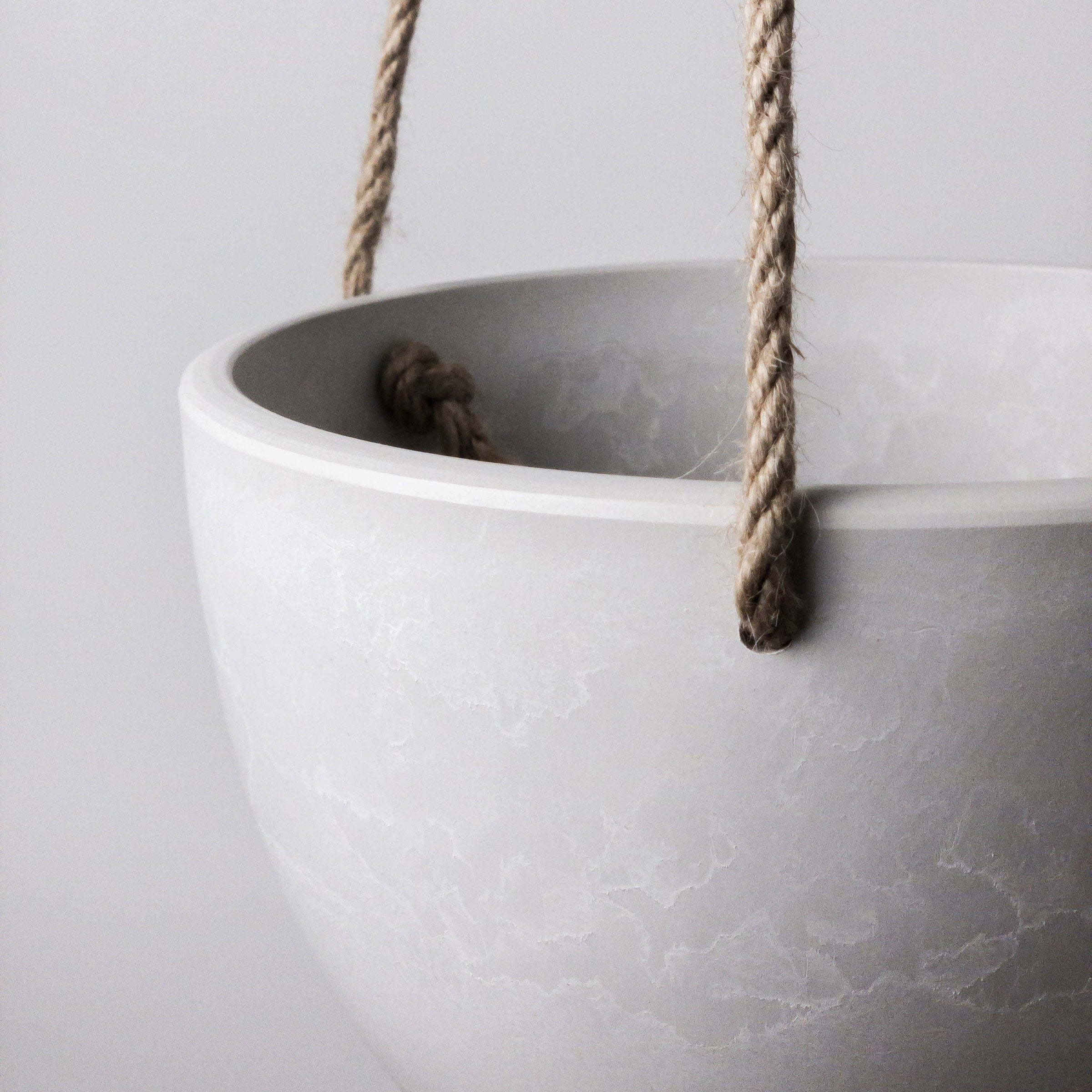 stone hanging planter 8" or 12" Signature Stone Hanging Planter with Drainage 8" Beachwood Hanging Planter