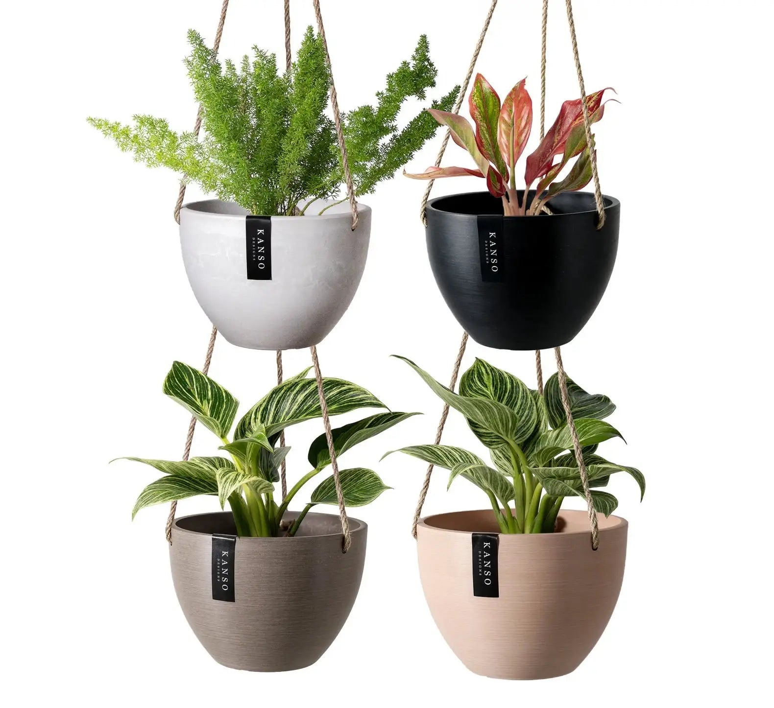 indoor hanging planter pots 8" or 12" Signature Stone Hanging Planter with Drainage 8" Beachwood Hanging Planter