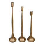 Gold Cast Iron Taper Candle Holders, Set of 3