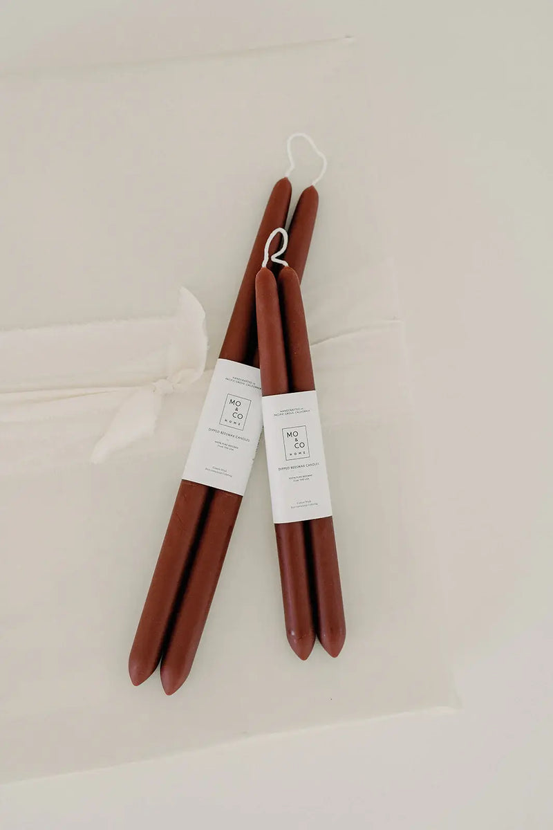 100% Beeswax Dipped Taper Candles | All Natural, Handmade
