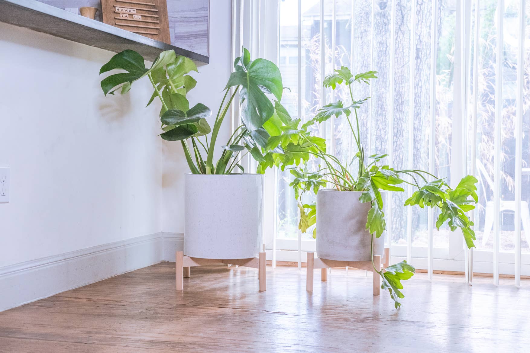 indoor plant pot with wooden stand Modern Plant Stand – Robin Hollow Farm
