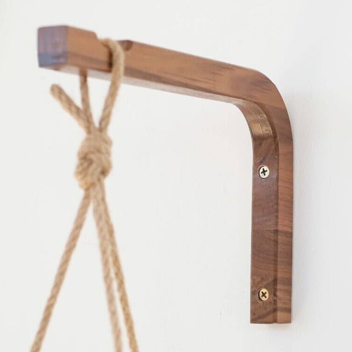 wooden hanging plant bracket Wooden Plant Hanger Hook Walnut