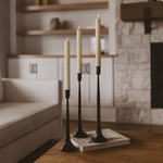 Black Cast Iron Taper Candle Holders, Set of 3