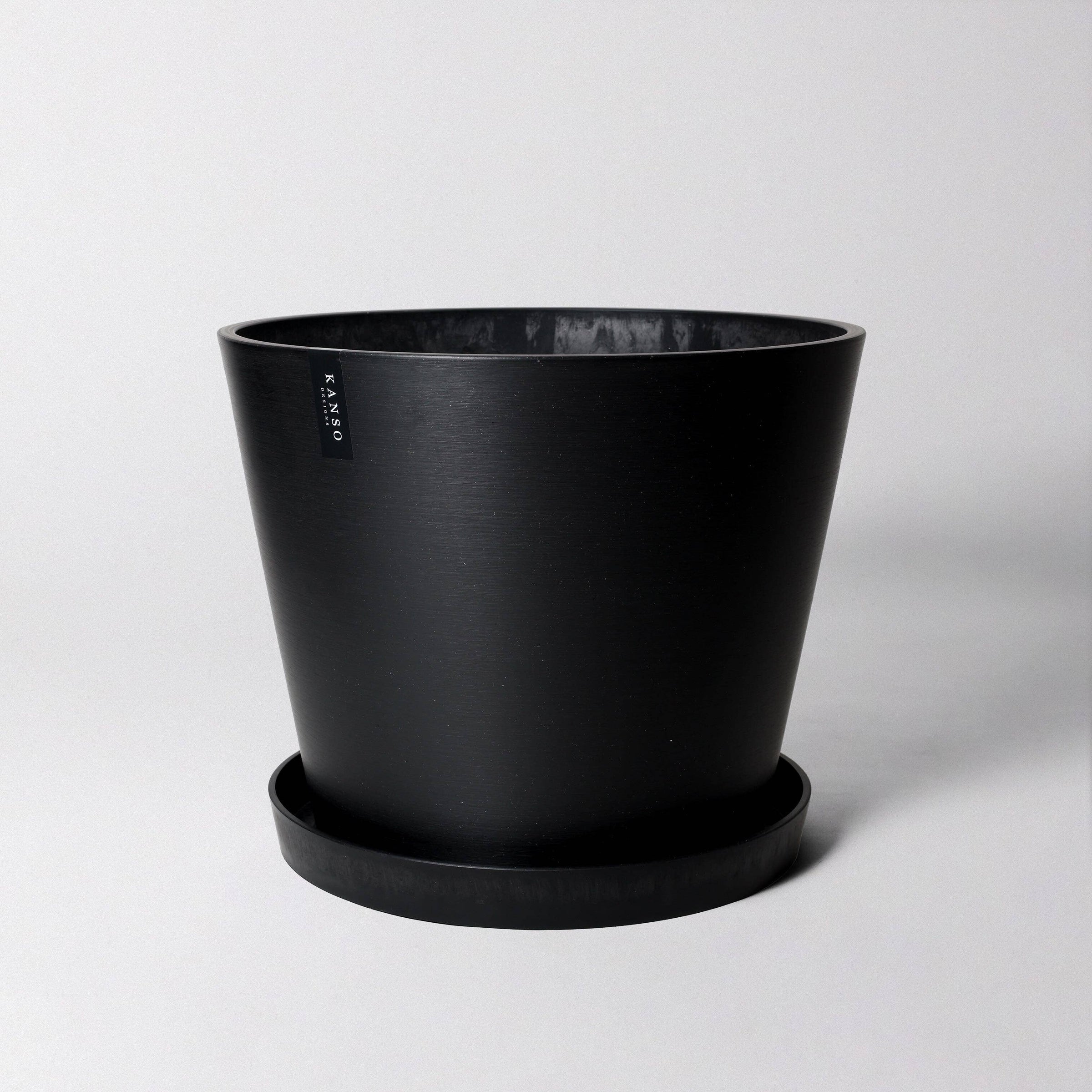black planter saucer Tapered Signature Planter & Saucer: 15"